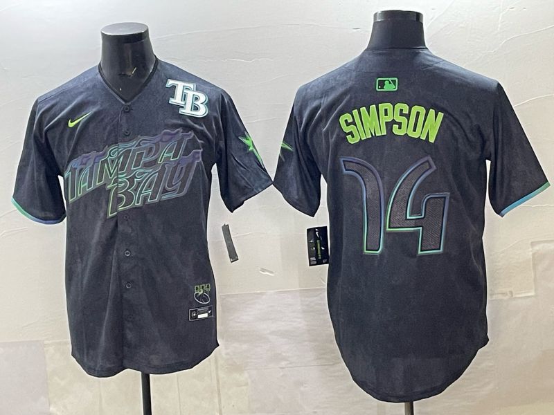 Men 2025 Tampa Bay Rays #14 Simpson Black City Edition Nike MLB Jersey 04
